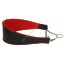 Ace Dog Collars: Padded HALF CHECK Genuine Leather Dog Collar (Red)